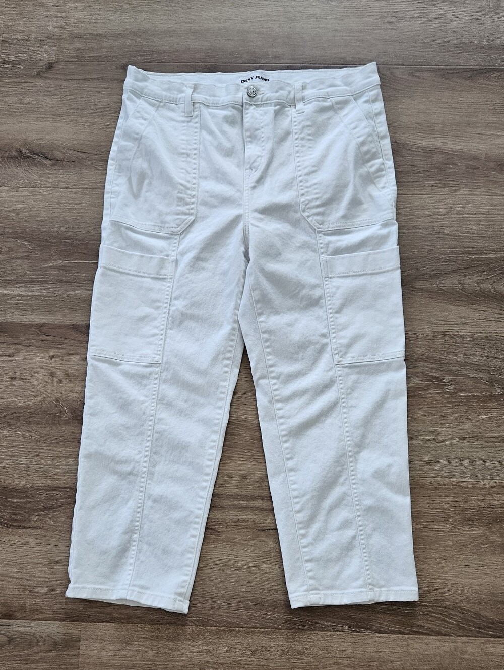 DKNY Jeans White Denim Cargo Pants Size 14P